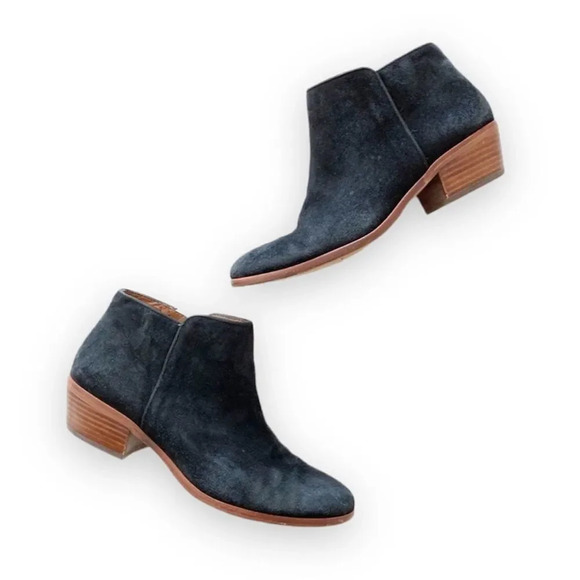 Sam Edelman Black Suede Ankle Boot Women’s Size‎ 7 Short Bootie Fall Vibes Boho - Picture 1 of 9